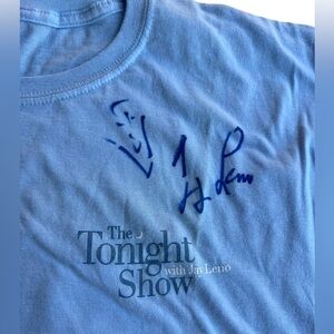 THE TONIGHT SHOW Jay Leno AUTOGRAPHED Caricature Logo T-Shirt Sz L Collectible